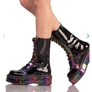 Demonia Black Rainbow Boots